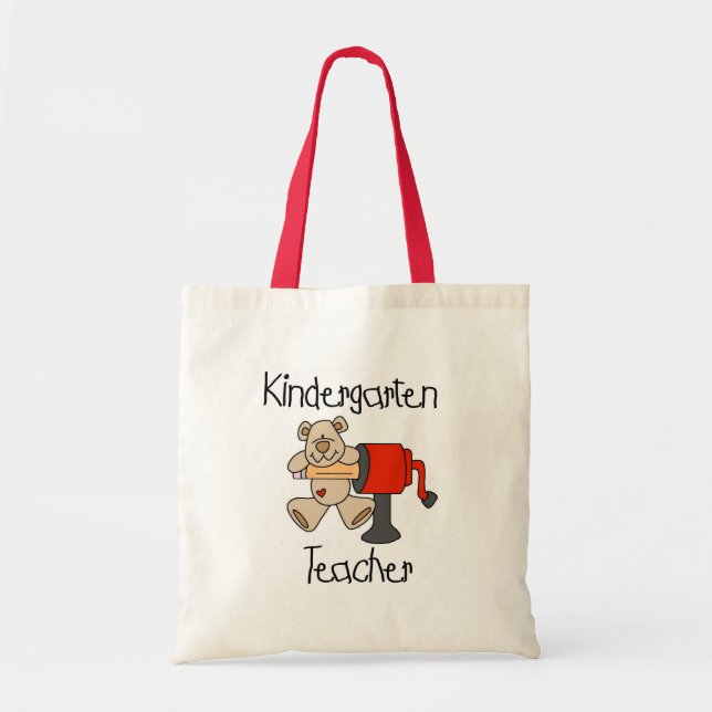 Bolso De Tela Oso y maestro de jardín de infancia de los (Frente)