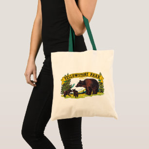 Bolso De Tela Osos marrones vintage en el Parque Nacional Yellow