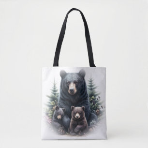 Bolso De Tela Osos Negros En Medio Del Entorno Forestal