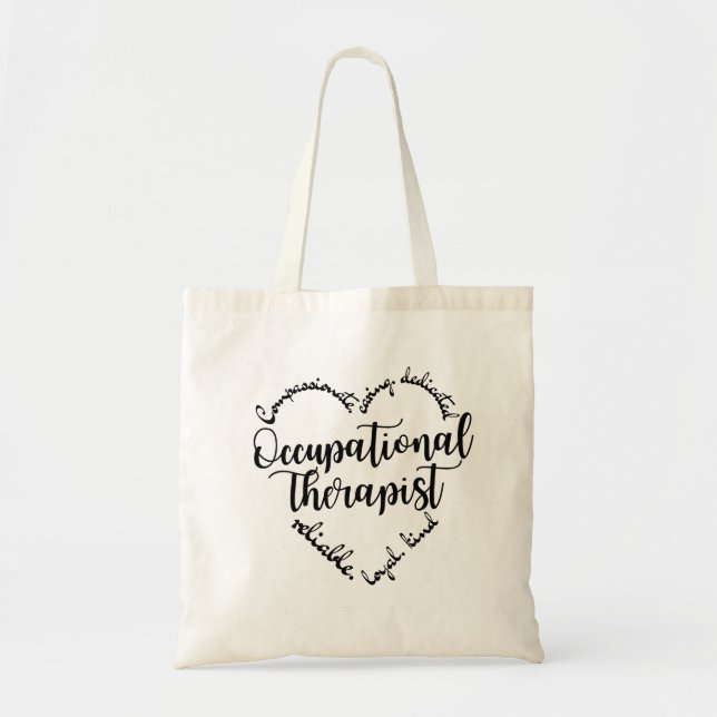 Bolso De Tela Ot Heart | Palabras de terapia ocupacional (Frente)