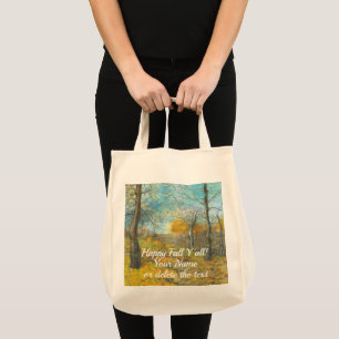 Bolso De Tela Otoño dorado en un roble pintando acuarela