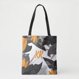 Bolso De Tela Otoño Foliage Naranja Gray Monogrammed