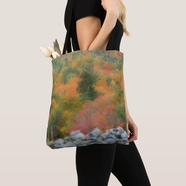 Bolso De Tela Otoño Foliage Stone Wall Nature Art (Detalle)