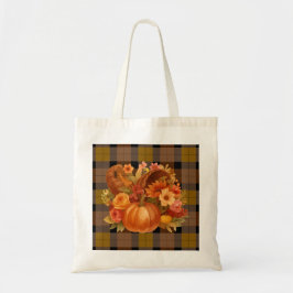 Bolso De Tela Otoño Harvest Plaid Y Cornucopia