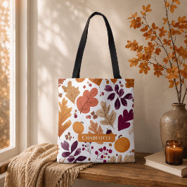 Bolso De Tela Otoño Personalizado – Hojas y Bellotas Nombre