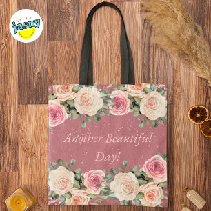 Bolso De Tela Otro bello día suave rosa blanco suave