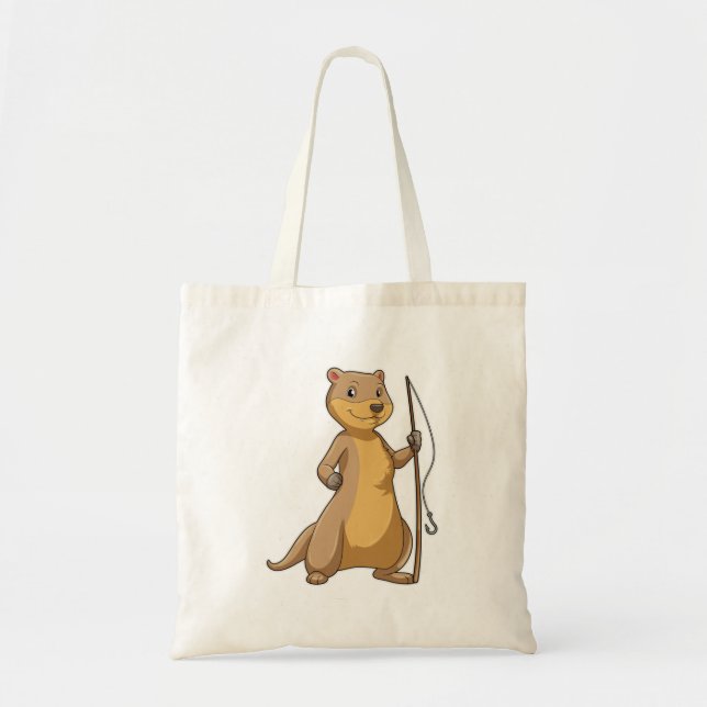 Bolso De Tela Otter as Fisher con barra de pesca (Frente)