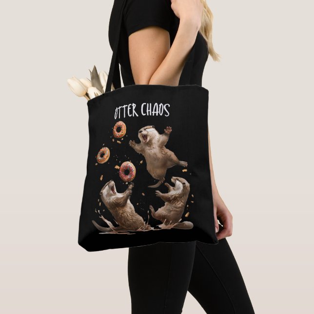 Bolso De Tela Otter Chaos Funny Bagel luchando contra las nutria (Detalle)