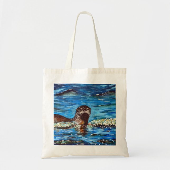 Bolso De Tela Otter in the Waves Painting (Frente)