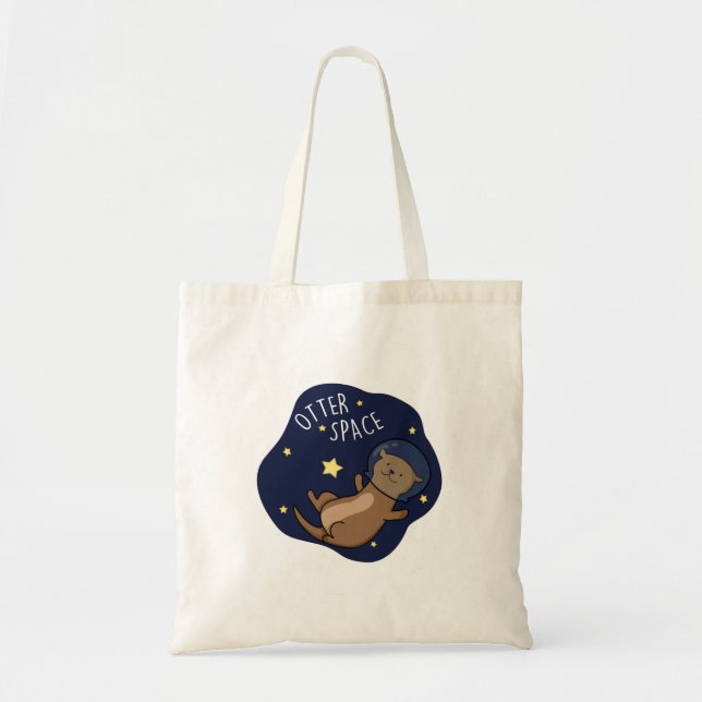 Bolso De Tela Otter Space Funny Astronauta Otter Pun (Frente)