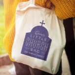 Bolso De Tela Our little church bag cute purple Orthodox dome<br><div class="desc">"Our little church bag" is a perfect gift for little ones to take along to church. This tote features a purple silhouette of a dome church with a cross on top with the wording on top and a place to customize a name. Makes a great baptism or Christening gift for...</div>