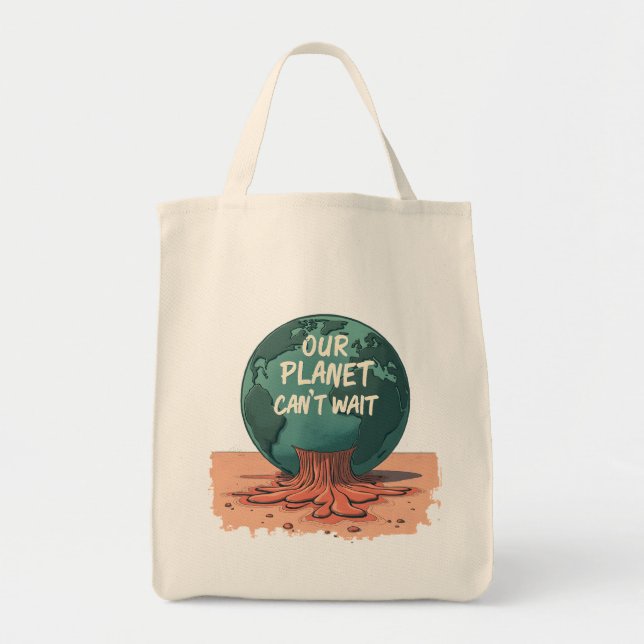Bolso De Tela Our Planet Can’t Wait – Climate Action (Frente)