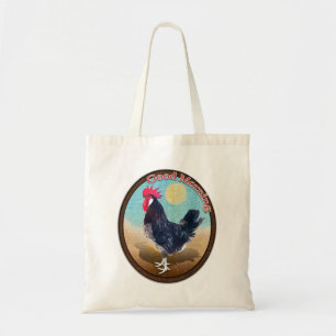 Bolso De Tela Oval de Menorca Rooster Buenos Días