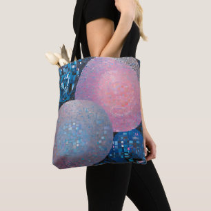 Bolso De Tela Ovalos opulentos: tonos azules y rosas en resumen
