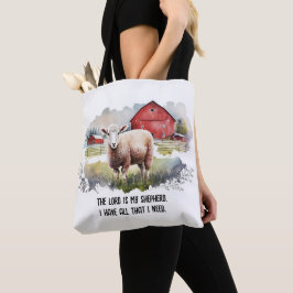 Bolso De Tela Oveja acuarela con cita religiosa