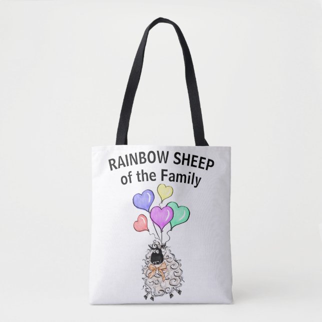 Bolso De Tela Oveja arcoiris del Tote familiar (Anverso)