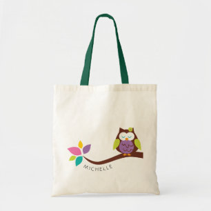 Bolso De Tela Oveja colorida en una rama PERSONALIZADA