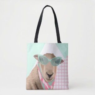 Bolso De Tela Oveja Cubierta Con Gafas