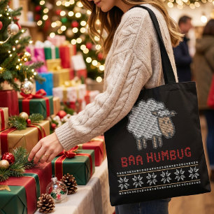 Bolso De Tela Oveja de Navidad Baa Humbug Estilo Suéter Feo