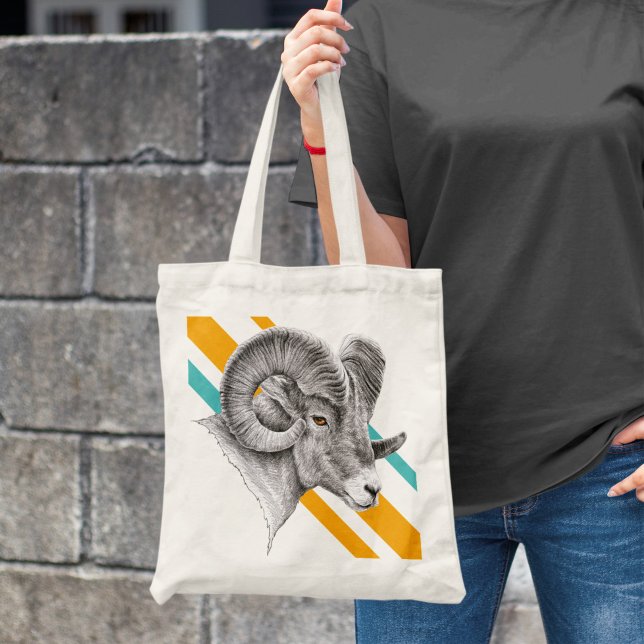 Bolso De Tela Oveja de Ram Bighorn Arte Animal Aries Zodiac Rótu (Subido por el creador)