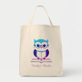 Bolso De Tela Oveja morada en libro de biblioteca personalizado