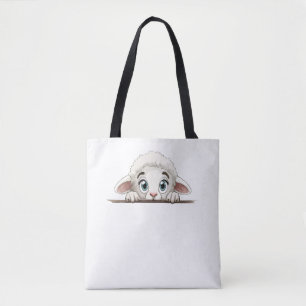 Bolso De Tela Oveja Peeking Cute Adorable Gracioso Personalizado