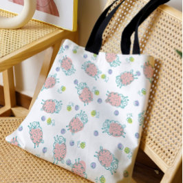 Bolso De Tela Oveja Rosa con Flores y Bayas - Patrón Adorable