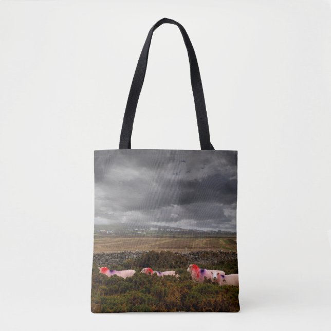 Bolso De Tela Ovejas coloreadas (Anverso)
