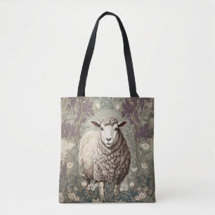 Bolso De Tela Ovejas Elegantes Fondo de Flor de Lavanda