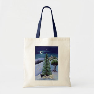 Bolso De Tela Ovejas en un paisaje del invierno