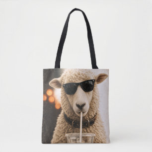 Bolso De Tela Ovejas geniales bebiendo café helado