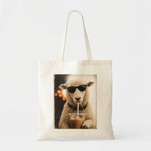 Bolso De Tela Ovejas geniales bebiendo café helado