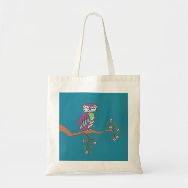 Bolso De Tela Owl Art Night Blue (Frente)