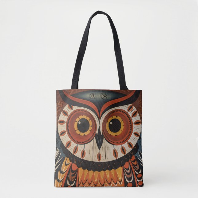 Bolso De Tela Owl Face Ethnic Art Tote Bag (Anverso)