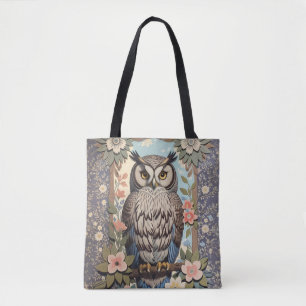Bolso De Tela Owl Pastel Floral William Morris Inspirado