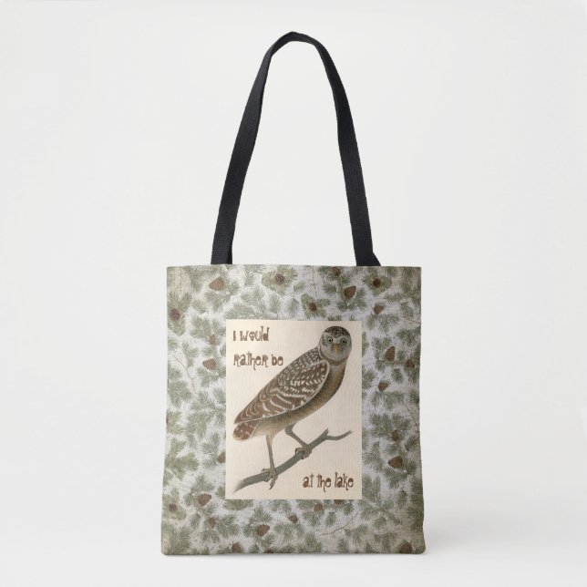 Bolso De Tela Owl Pine Cones Boughs Trees Skull Tote (Anverso)