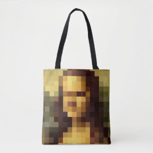 Bolso De Tela Óxel de píxel de la Mona Lisa Leonardo da Vinci, L