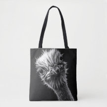Ozie Ostrich blanco y negro
