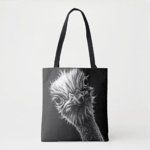 Bolso De Tela Ozie Ostrich blanco y negro