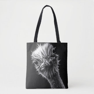 Bolso De Tela Ozie Ostrich blanco y negro