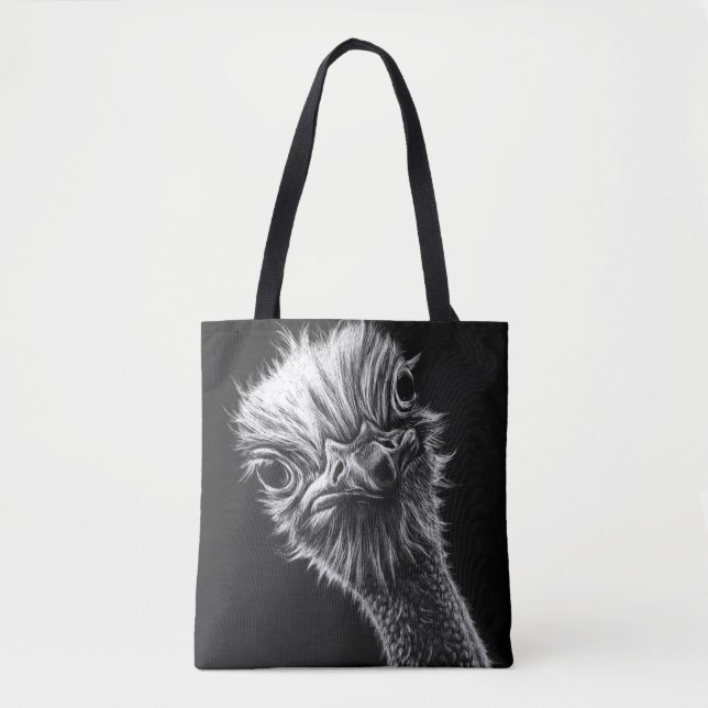 Bolso De Tela Ozie Ostrich blanco y negro (Anverso)