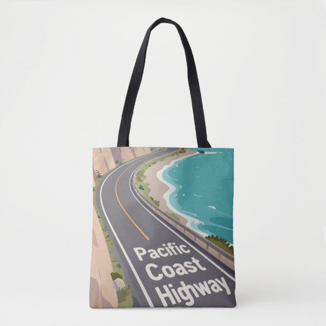 Bolso De Tela Pacific Coast Highway Graphic Travel Art (Anverso)