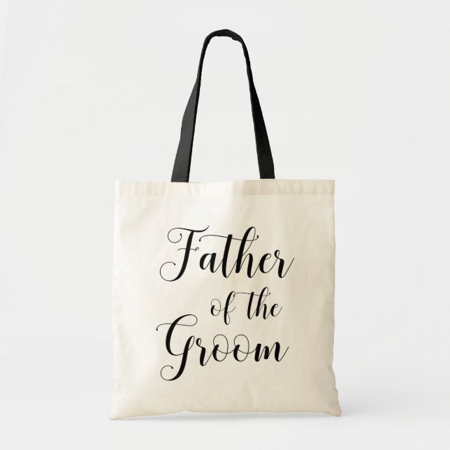 Bolso De Tela Padre del novio. Guión de boda blanco negro (Frente)