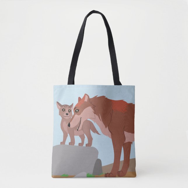 Bolso De Tela Padre Wolf y Pup (Anverso)