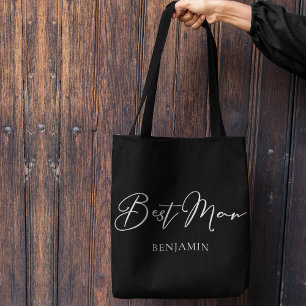 Bolso De Tela Padrino Personalizado Chic Minimalista Boda