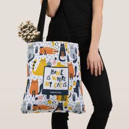 Bolso De Tela Página de inicio es donde mi gato es nombre monogr