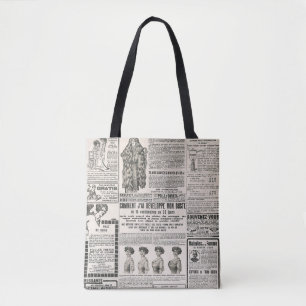 Bolso De Tela Página de periódico con publicidad antigua