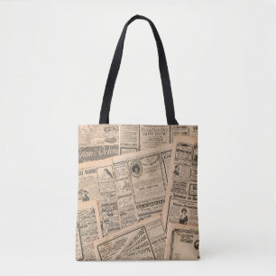 Bolso De Tela Páginas de periódicos con publicidad antigua. Vint