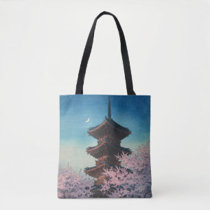 Bolso De Tela Pagoda japonesa vintage de una tarde de primavera 