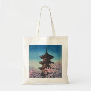 Bolso De Tela Pagoda japonesa vintage de una tarde de primavera 